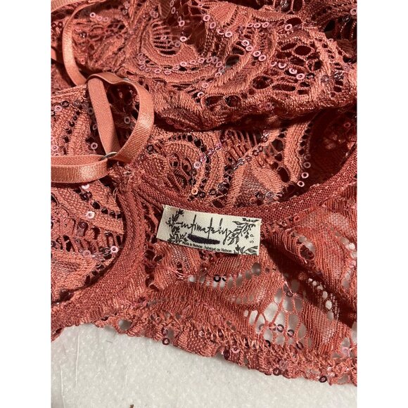 Intimately Free People Best Idea Cami Tank Sz S Rose Pink Sequin Knit Sheer Cami - Picture 11 of 13